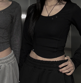 [mnem] sculpted eyelet tee (charcoal)