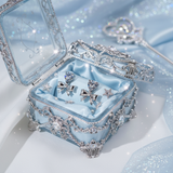 [Aespa Winter Earrings] ハートクリスタルアンドリボンピアス-シルバー