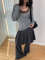 フェイクプリーツスカート カジュアルパンツ