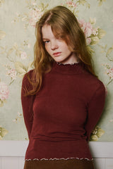 Frill Basic Turtleneck [Wine]