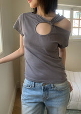 TWIST HOLE HALF TEE (4color)