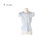 Larsen Flower Check Strap Lace Short Sleeve Shirt