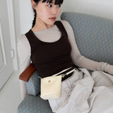 leather mignon bag - butter / strap - ( cowleather,  chain)