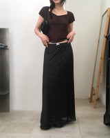 Tano Dot Lace Ribbon Long Skirt