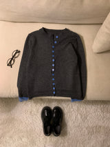 Page Unbalanced Button Color Block 長袖ニットカーディガン (3 Colors)