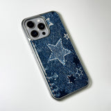 フェイドデニムスターダストスマホケース ブルーインディゴ (SV_Epoxy)