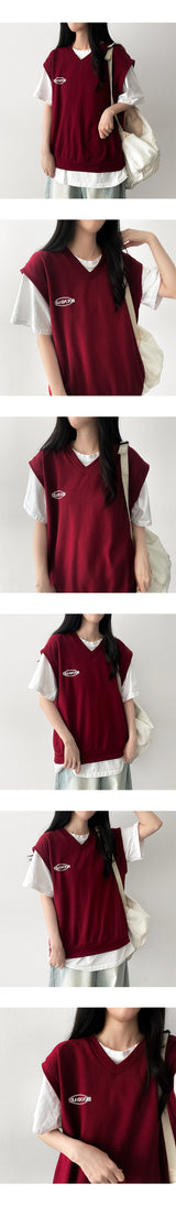 Hattie Oversized-Fit Logo Lettering Vest
