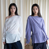 Asymmetrical Button Tie-Waist Shirt