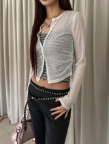 Leah Side Pintuck Ribbed Cardigan