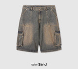 No.0770 fatigue cago denim SHORTS (3color)