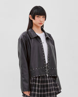 Studded Synthetic Leather Jacket
