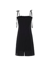 レースフリルミディドレス (Black)