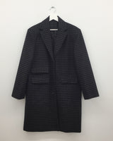 ファインウールチェックロングコート (2color)