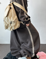 ボヘミアン サイドトラック フリース バルーンロングパンツ🖤 3カラー