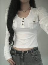 Two-Pocket Slim Button Tee
