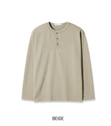 ローチワッフルヘンリーネックロングスリーブTシャツ