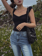 Bell shirring puff sleeveless