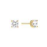 gold just you solitaire stud 14k gold plating + 925 silver earrings E071-01G