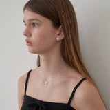 Silver 925 Pure Heart Ribbon Necklace
