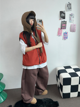 フリースピッカブル ❤ハーディーサークルラインバルーンロングスウェットパンツ🤎🩶🖤3COLOR