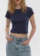 [B-BASIC] Cool Standard Round Crop Short Sleeve T-shirt (2SIZE)