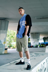 "COLLEGE" RECONSTRUCTED SHIRT COLLAR S/S T-SHIRT