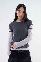 ナーカットアウトスリムTシャツ