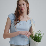 Puff U-neck T-shirt (Blue)