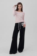 09 Numbering straight pants, Black