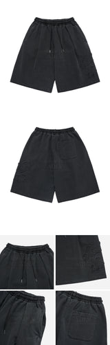 24FW APPLIQUE LOGO PIGMENT SHORT PANTS CHARCOAL