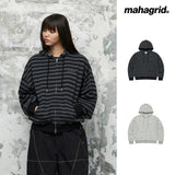 STRIPE BASIC LOGO ZIP-UP HOODIE_BLACK