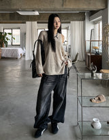 Yukia Damage Deep V-Neck Knit
