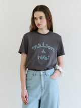 MAISON DE ROLA エンブロイダリーTシャツ チャコール