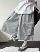 FORMAL BASIC CARGO WIDE BERMUDA 🤎🩶🖤🤍4COLOR