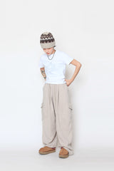 fleece oblique cargo pants