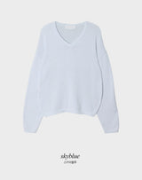 アゲインベーシックコットンルーズフィットⅤネックニット (5color)