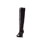 Satin See-Through Open Toe Boots Heel(Balck)