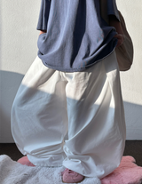 KOREAN/KEYRING 🤎 KEYRING BELT BALLOON WIDE COTTON LONG PANTS 🤎💚💛🖤 - 5 COLORS