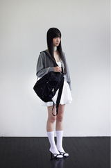 Classic Shirring Nylon Backpack – black