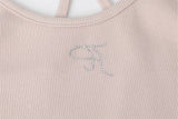Jewel cross back tank top - pink 