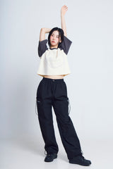 サイクルプリントラグラン ½Tシャツ (charcoal/ivory)