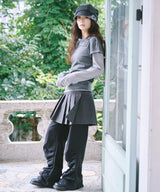 BUTTON WRAP MINI SKIRT - CHARCOAL