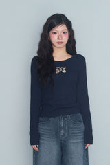 シンボルパッチワッフルT ネイビー