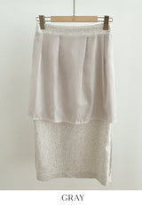 Benilla Color Matching Tweed H-line Skirt
