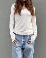 Vネックロングスリーブトップ (WHITE) ウィメンズ