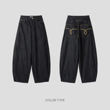 Low waist tab denim pants -1C