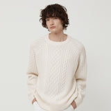 CASHMERE BLENDED CABLE KNIT WHITE