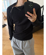 [MUSCLE FIT] Brushed golgi side zipper knit (3color)
