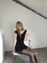 スリットシャーリングドレープオフショルダー