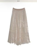 finit sheer pearl satin floor-length sk